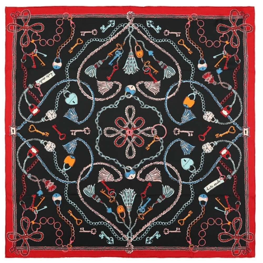 Kate Spade Lock and Key Silk Square Scarf - Picture 3 of 10